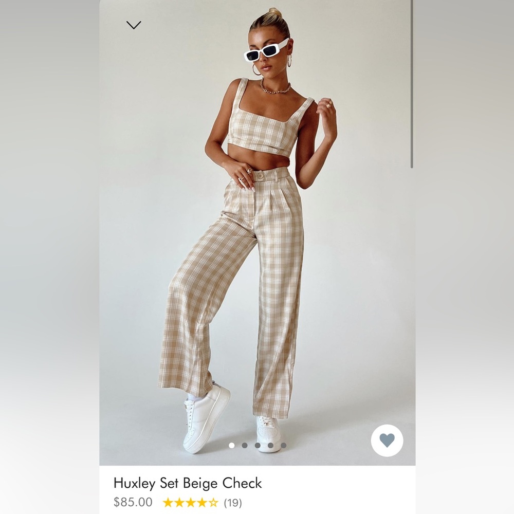 Princess Polly Beige Check Jumpsuit